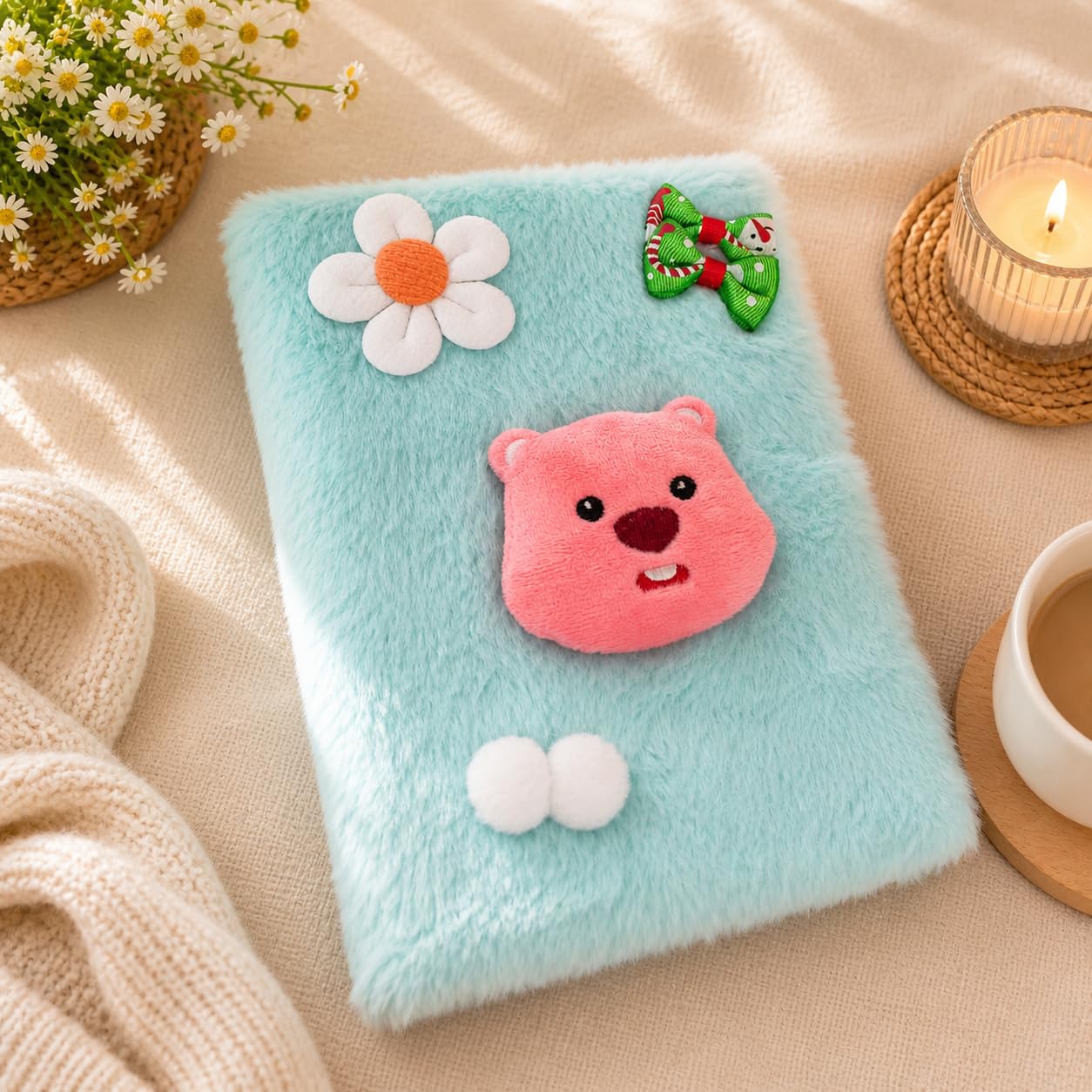 Ultra Soft Plush Fur Notebook With Cute 3D Cartoon Design For Journaling Note Taking School Office And Gift Use