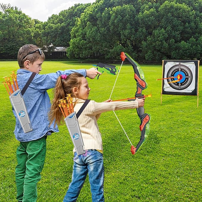 Kids Archer Fun Shooting Sport Bow And Arrow Toy Set With Target Indoor Outdoor Archery Training Game For Boys And Girls