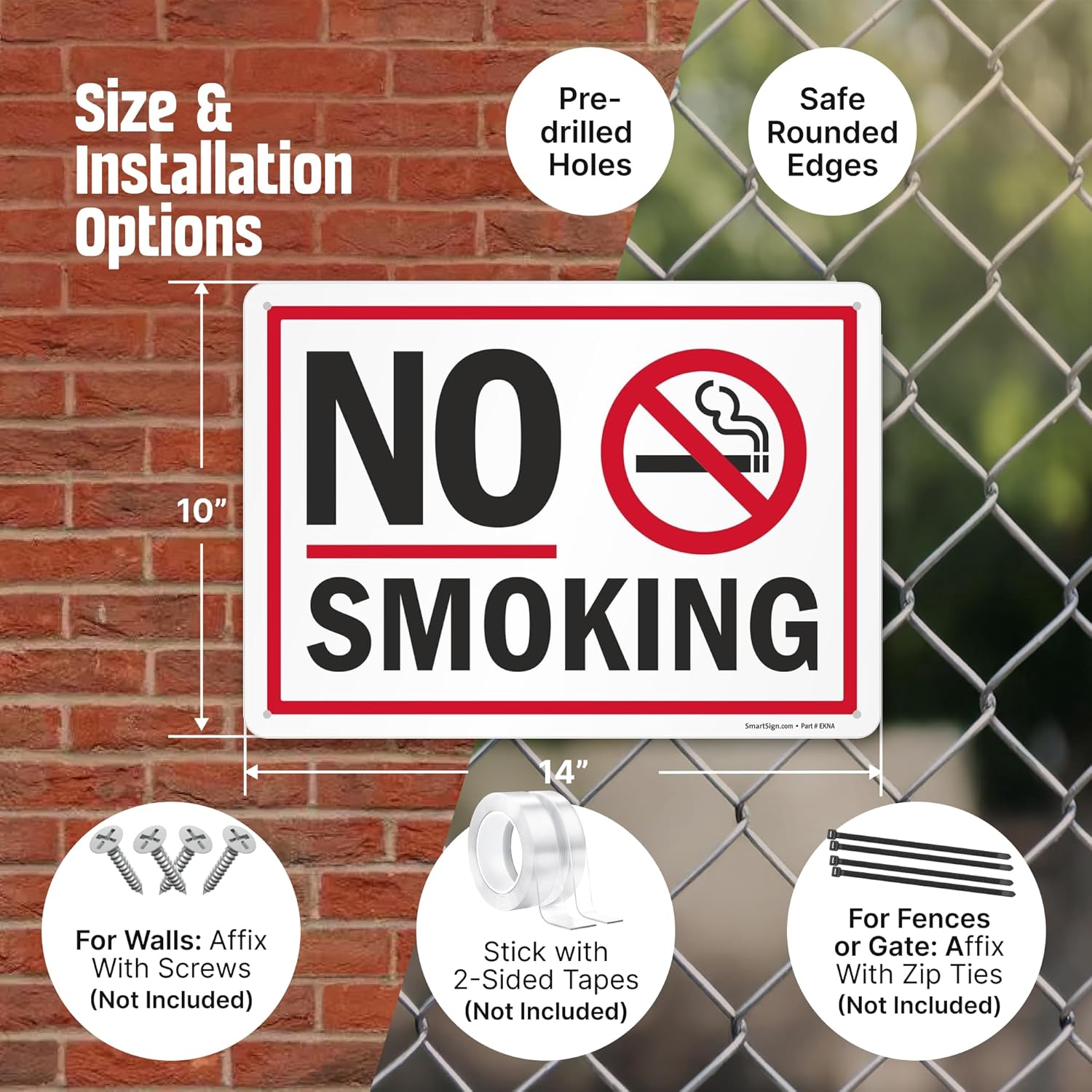No Smoking Prohibition Symbol Sign Sticker – Safety Wall Sign for Office, Shop, Restaurant & Public Areas