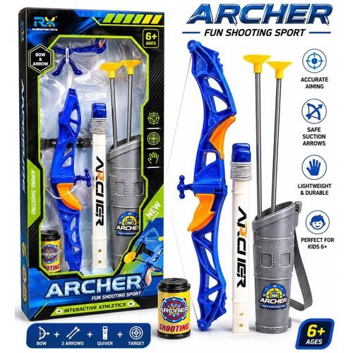 Kids Archer Fun Shooting Sport Bow And Arrow Toy Set With Target Indoor Outdoor Archery Training Game For Boys And Girls