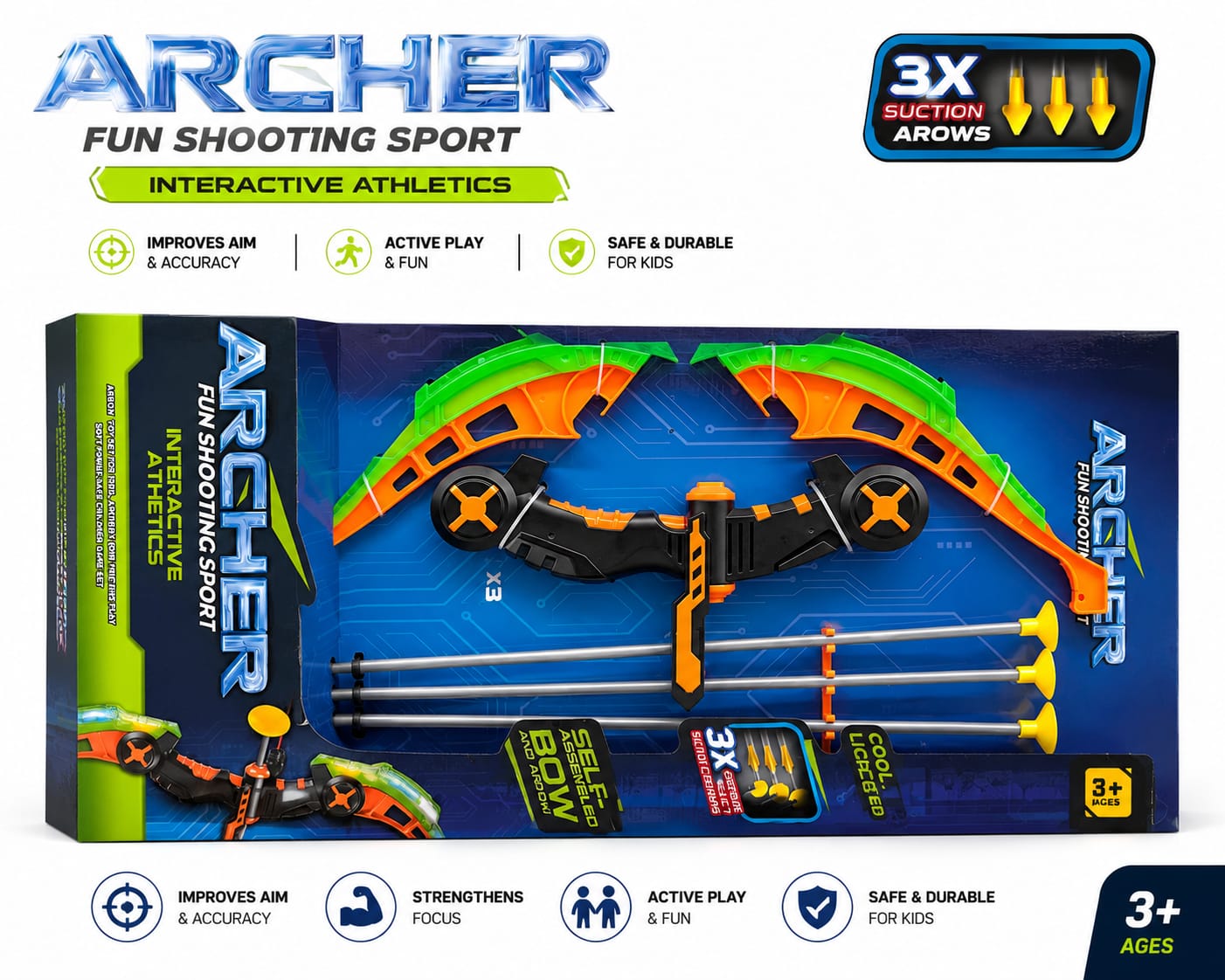 Kids Archer Fun Shooting Sport Bow And Arrow Toy Set Indoor Outdoor Archery Training Game For Boys And Girls