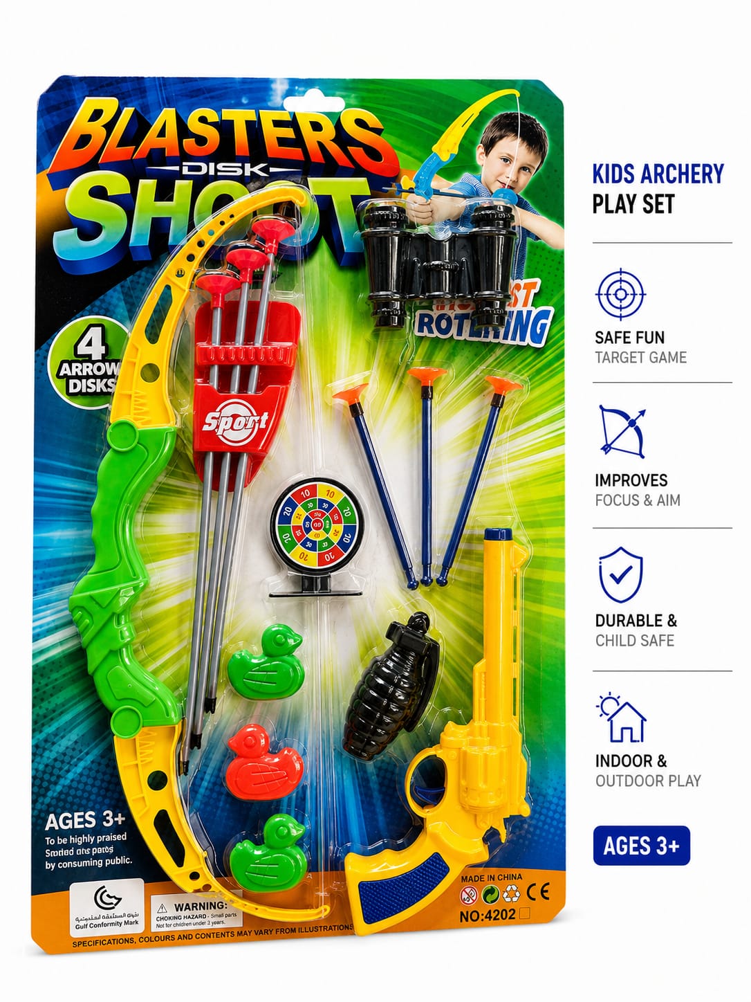Kids Archery Play Set Bow Arrow Target Shooting Game Toy Set For Indoor Outdoor Sports Training And Fun Play