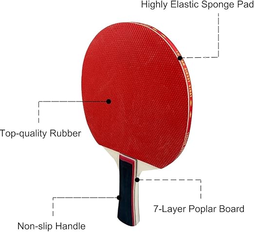 Table Tennis Racket Set Portable Ping Pong Kit With 2 Rackets 3 Balls And Zippered Carry Case For Indoor Outdoor Sports Play