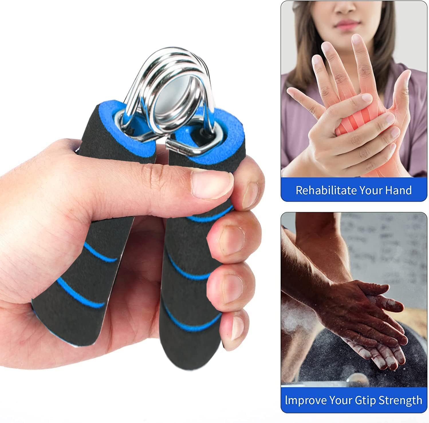 Generic Adjustable Hand Grip Strengthener Forearm Exerciser Training Set For Wrist Finger Grip Strength Fitness And Rehabilitation
