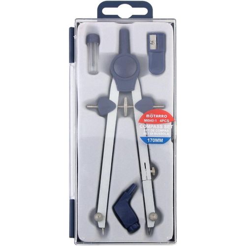 4 Piece Precision Compass Set – Geometry Mathematical Drawing Tools for Students, Technical Drafting & School Mathematics Kit