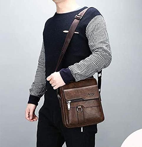 Jeep Dark Brown Leather Crossbody Shoulder Bag Business Messenger Bag For Men Travel Office Casual And Everyday Use