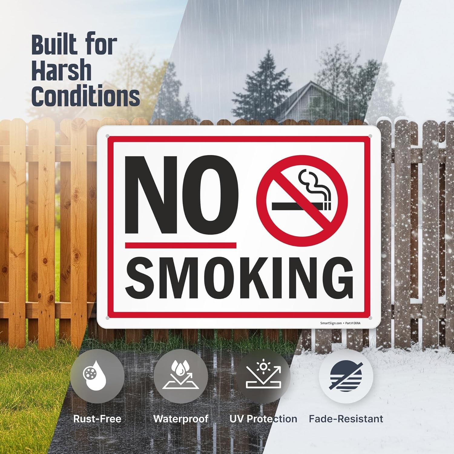 No Smoking Prohibition Symbol Sign Sticker – Safety Wall Sign for Office, Shop, Restaurant & Public Areas