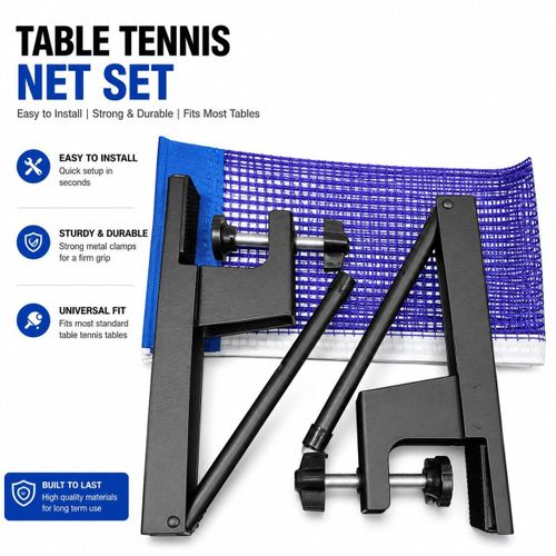 Professional Adjustable Table Tennis Net Set – Heavy Duty Metal Clamps Portable Ping Pong Net & Post Kit for Indoor & Outdoor Play
