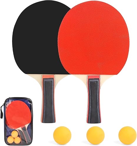 Table Tennis Racket Set Portable Ping Pong Kit With 2 Rackets 3 Balls And Zippered Carry Case For Indoor Outdoor Sports Play