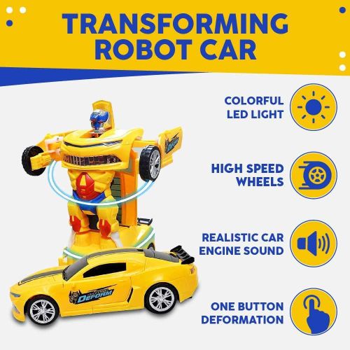 Transforming Robot Car Toy 2 in 1 Convertible Robot Vehicle Action Figure for Kids Boys and Girls
