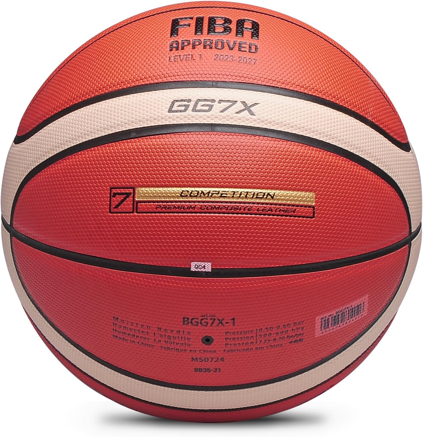 Molten GG7X Size 7 Basketball with Free Hand Pump FIBA Approved Premium Composite Leather Training & Match Ball