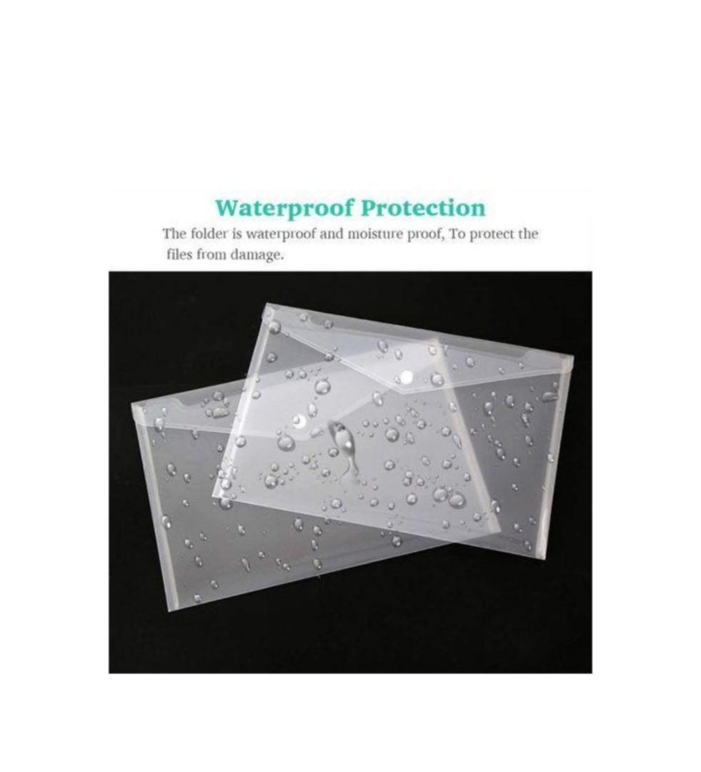 plastic Poly Envelopes, 6 pack Multicolour A4 Folder Clear File Bags