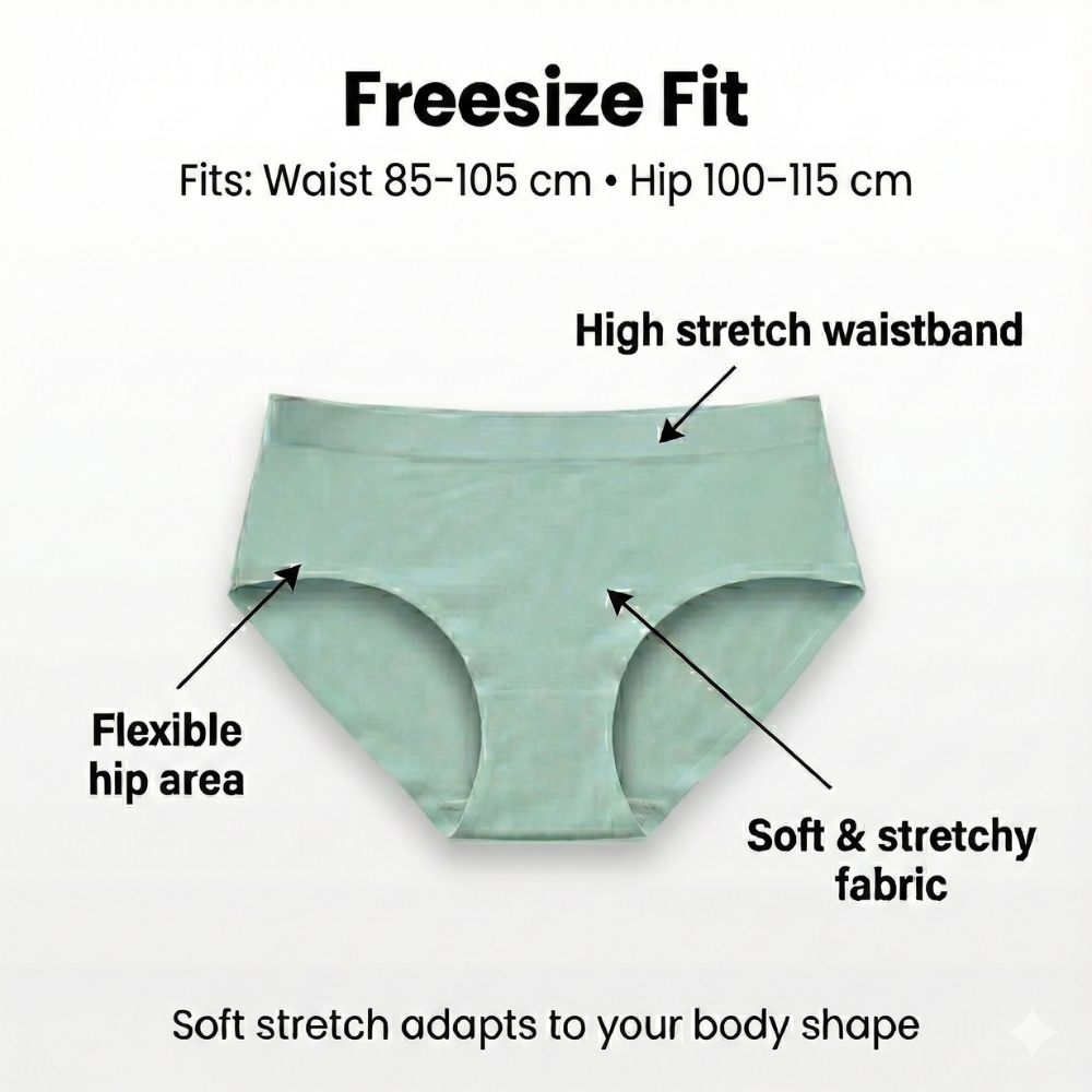 4 PCS Women Seamless Ice Silk Panties Mid Waist Soft Thin Light Briefs Ladies 100% Cotton Crotch Lingerie Breathable Invisible Quick Dry Stretch Underwear Comfy Daily Panties Mixed Colors