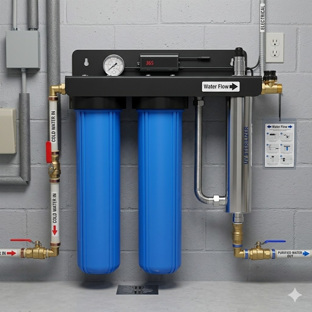 Whole House 3-Stage Water Filtration System with UV Sterilizer