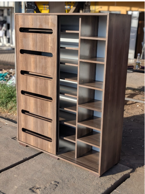 Shoe Rack, 9-Layer Wooden Shoe Cabinet, Vertical Shoe Storage Rack with Drawers, Suitable for Entrance Corridor Living Room Bedroom Wardrobe Storage