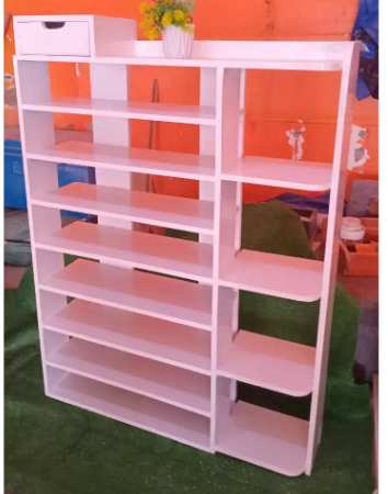 Shoe Rack, 8-Layer Wooden Shoe Cabinet, Vertical Shoe Storage Rack with Drawers, Suitable for Entrance Corridor Living Room Bedroom Wardrobe Storage