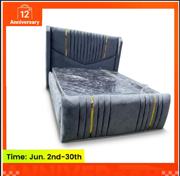 SMART DESIGN Modern Chester Beds Velvet Bed Frame High Quality Durable Beds Vertical Panel Design with Golden Accents