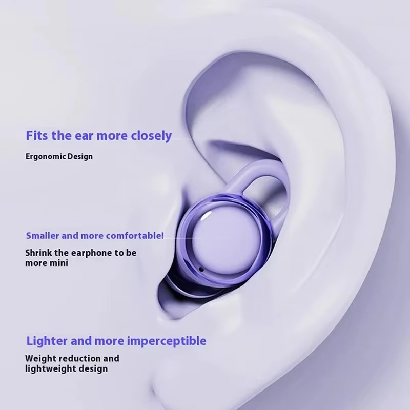 Bluetooth 5.4 Wireless Sleeping Ear Clip Earphones ENC Noise Reduction Ultra-Light Design with Stereo Sound Quality