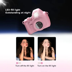 S161 2K HD Mini Digital Camera 1.47" Screen with LED Fill Light Cute Portable Vlog Camera with Multi Filters for Students
