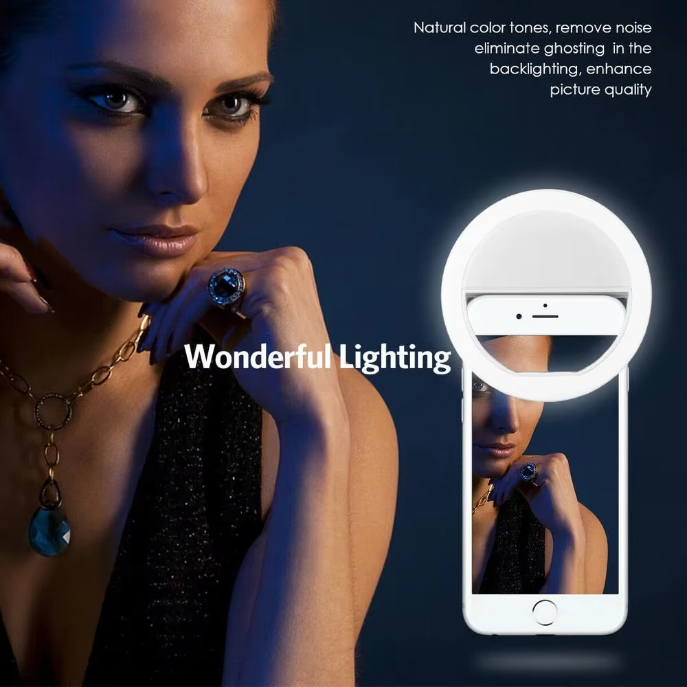 USB Charging LED Selfie Ring Light Portable Fill Light Universal Phone Ring Lamp for Live Streaming Makeup Video Shooting Vlog