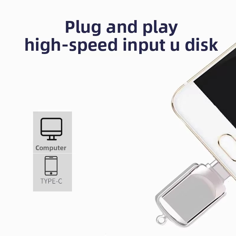 For High-Speed 2in1 USB Flash Drive Pen Drive with Type-C 32GB/64GB/128GB Dual Function Data Storage Device Compatible with PC
