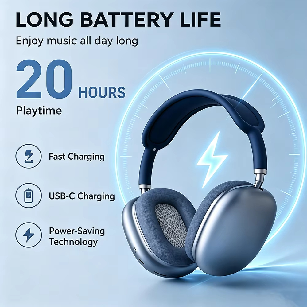 P9 Wireless Bluetooth Headphones Over-Ear HiFi Stereo Sound Foldable Sports Headset Noise Reduction Universal for iOS Android