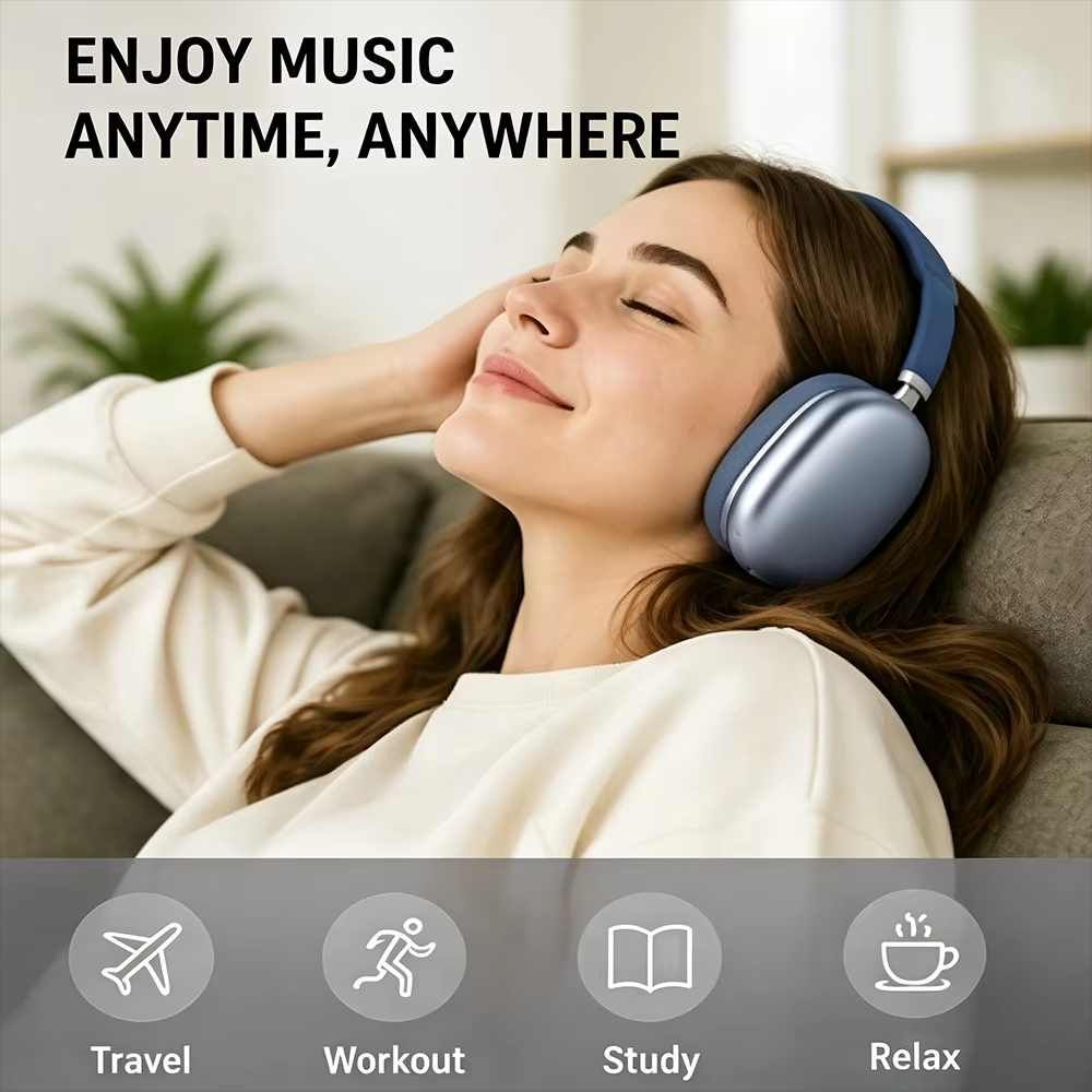 P9 Wireless Bluetooth Headphones Over-Ear HiFi Stereo Sound Foldable Sports Headset Noise Reduction Universal for iOS Android