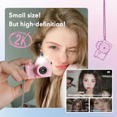 S161 2K HD Mini Digital Camera 1.47" Screen with LED Fill Light Cute Portable Vlog Camera with Multi Filters for Students