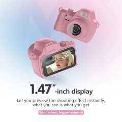 S161 2K HD Mini Digital Camera 1.47" Screen with LED Fill Light Cute Portable Vlog Camera with Multi Filters for Students