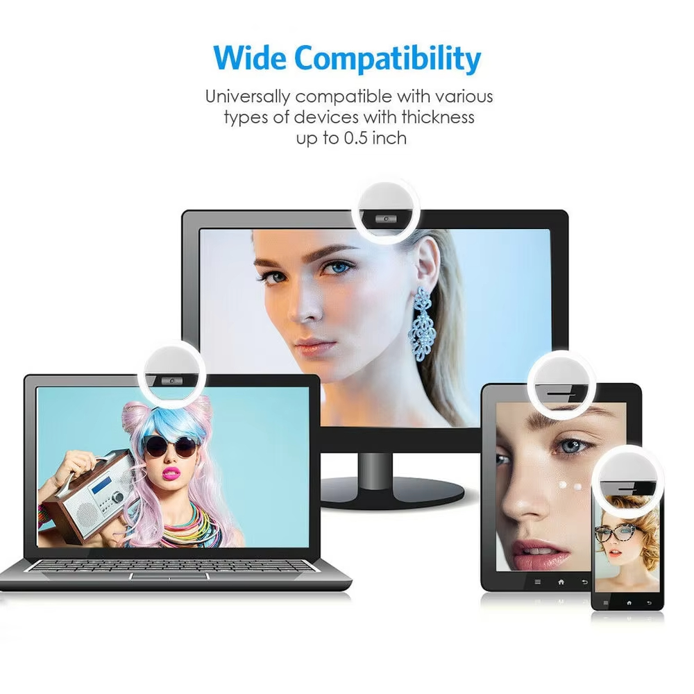 USB Charging LED Selfie Ring Light Portable Fill Light Universal Phone Ring Lamp for Live Streaming Makeup Video Shooting Vlog