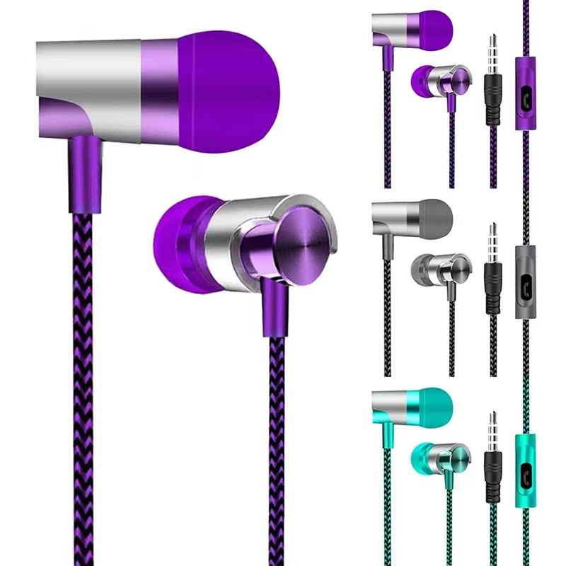 3.5mm Wired Earphones With Mic Metal Bass Earbud Design Handsfree Calls And Music Commuting Music Call Gear Phone Accessories