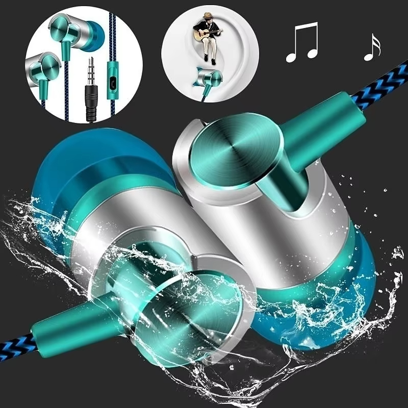 3.5mm Wired Earphones With Mic Metal Bass Earbud Design Handsfree Calls And Music Commuting Music Call Gear Phone Accessories