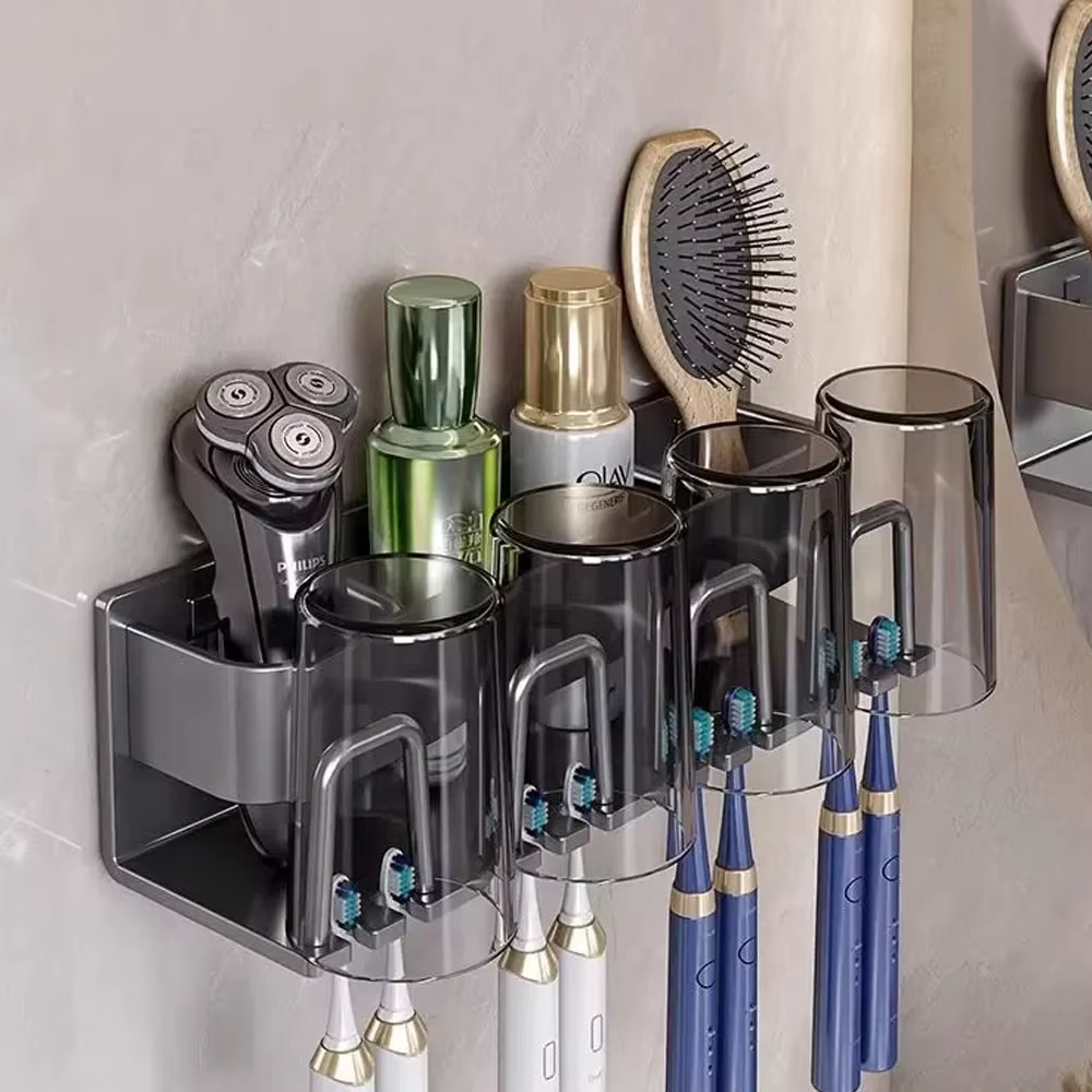 Toothbrush Holders for Bathrooms, Electric Toothbrush Holder,Tooth Brushing Holder,Toothbrush Holder Wall Mounted (Grey、White)
