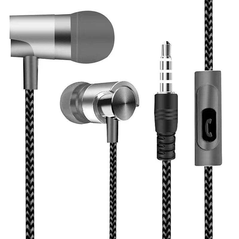 3.5mm Wired Earphones With Mic Metal Bass Earbud Design Handsfree Calls And Music Commuting Music Call Gear Phone Accessories