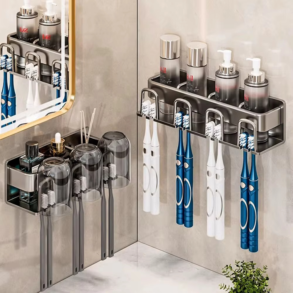 Toothbrush Holders for Bathrooms, Electric Toothbrush Holder,Tooth Brushing Holder,Toothbrush Holder Wall Mounted (Grey、White)