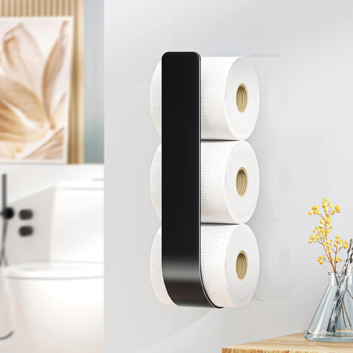 Wall Hanging Toilet Paper Holder Metal Storage Bathroom Paper Holders Suitable 3 Rolls Tissue Rack Space Saving Kitchen U Shaped