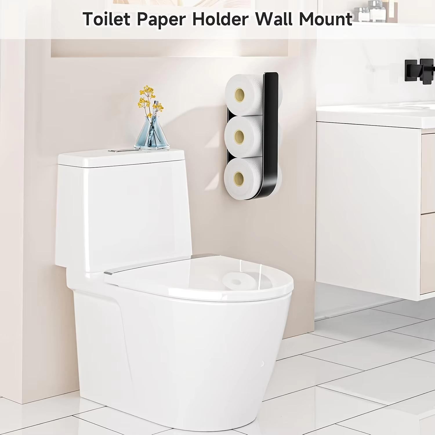 Wall Hanging Toilet Paper Holder Metal Storage Bathroom Paper Holders Suitable 3 Rolls Tissue Rack Space Saving Kitchen U Shaped
