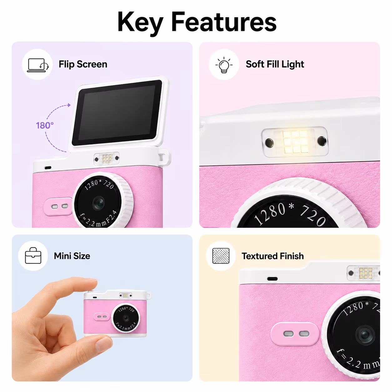 Vintage Mini Digital Camera, Portable Keychain Thumb Camera With Photo And Video, Retro Pocket Camera For Kids And Students