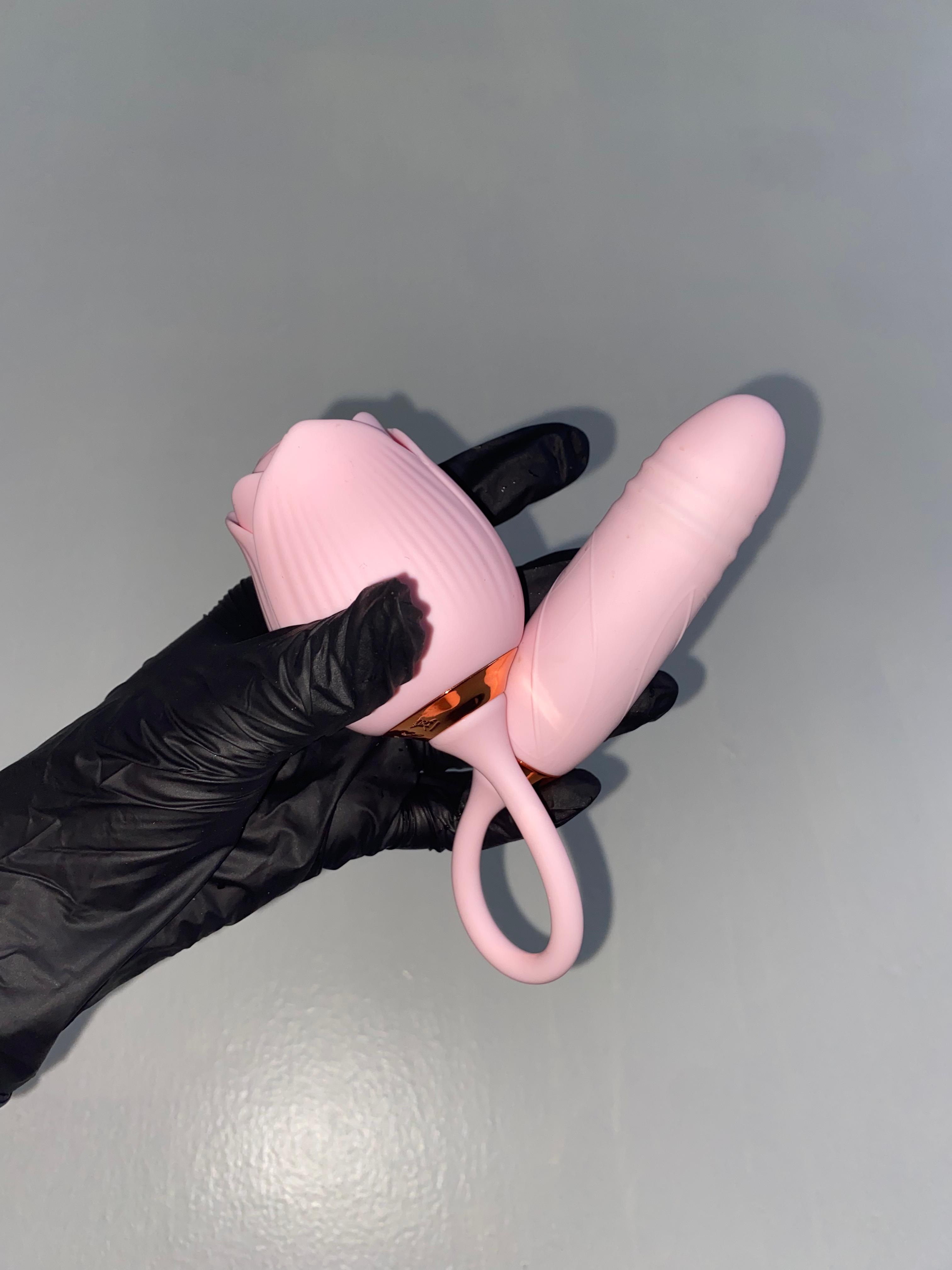 2-in-1 Rose Vibrator with Clitoral Suction & G-Spot Stimulator | Rechargeable Waterproof Adult Massager for Women view 3