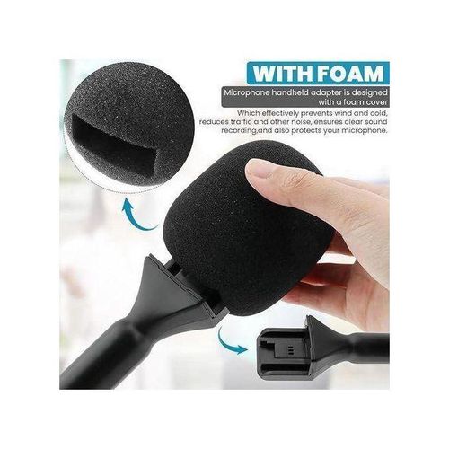 Handheld Wireless Microphone Holder with Pop Filter, Holder for DJI/Hollyland/Rode/Movo Wireless Mic