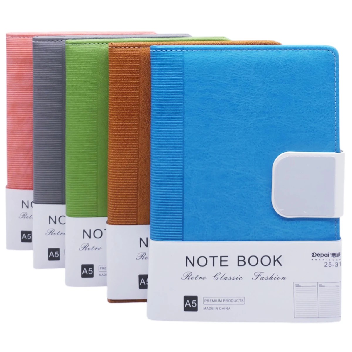 Leather-bound notebook with button closure - Lined - 192 pages, 80gsm