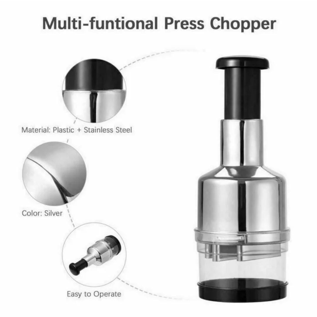🧄🔪 Stainless Steel Press Chopper – Quick, Easy & Effortless Cutting 🔪🧄🌟 Chop Smarter, Not Harder⚡ Press & Chop Design Simply press down to quickly chop vegetables in seconds🧄 Multi-P