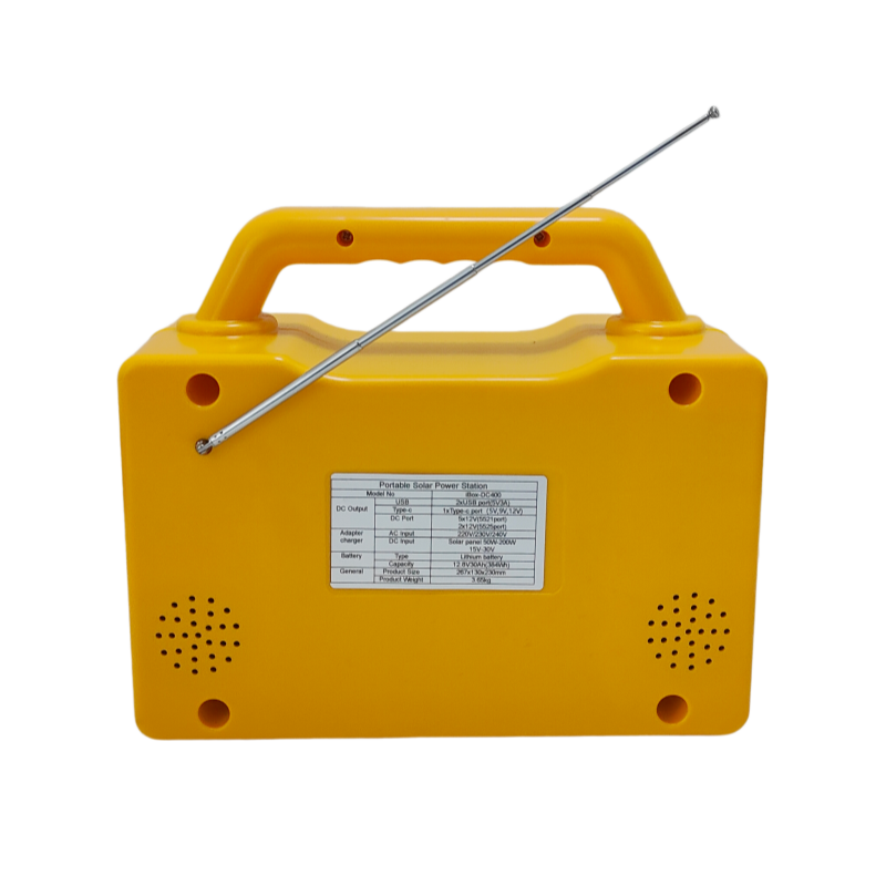 384Wh Portable Power Station, 10 Ports, 5-in-1 Multi Adapter, Built-in Music Player Bluetooth FM, Fast Solar Charge, Off-Grid Camping Emergency Power Generator