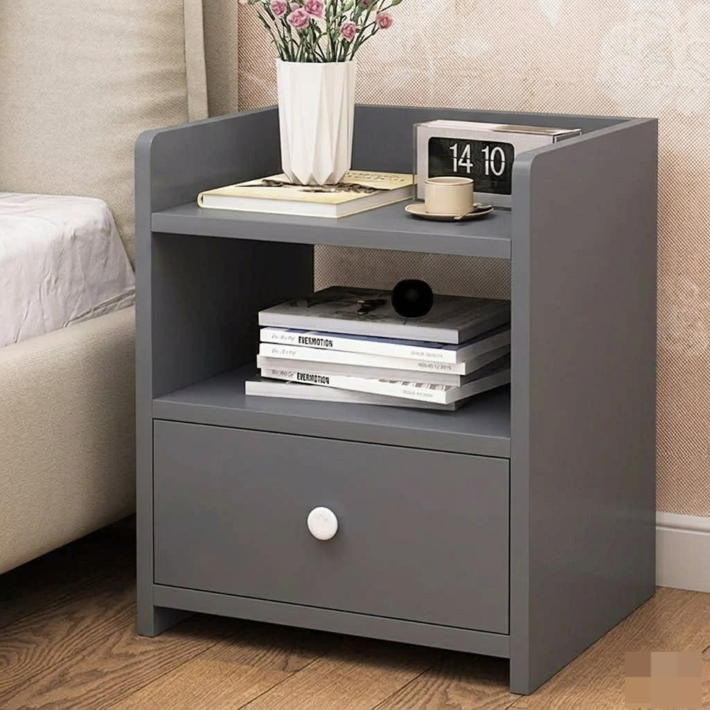 Modern Minimalist Wooden Bedside Table with Storage Shelf, Stylish Nightstand for Bedroom Decor