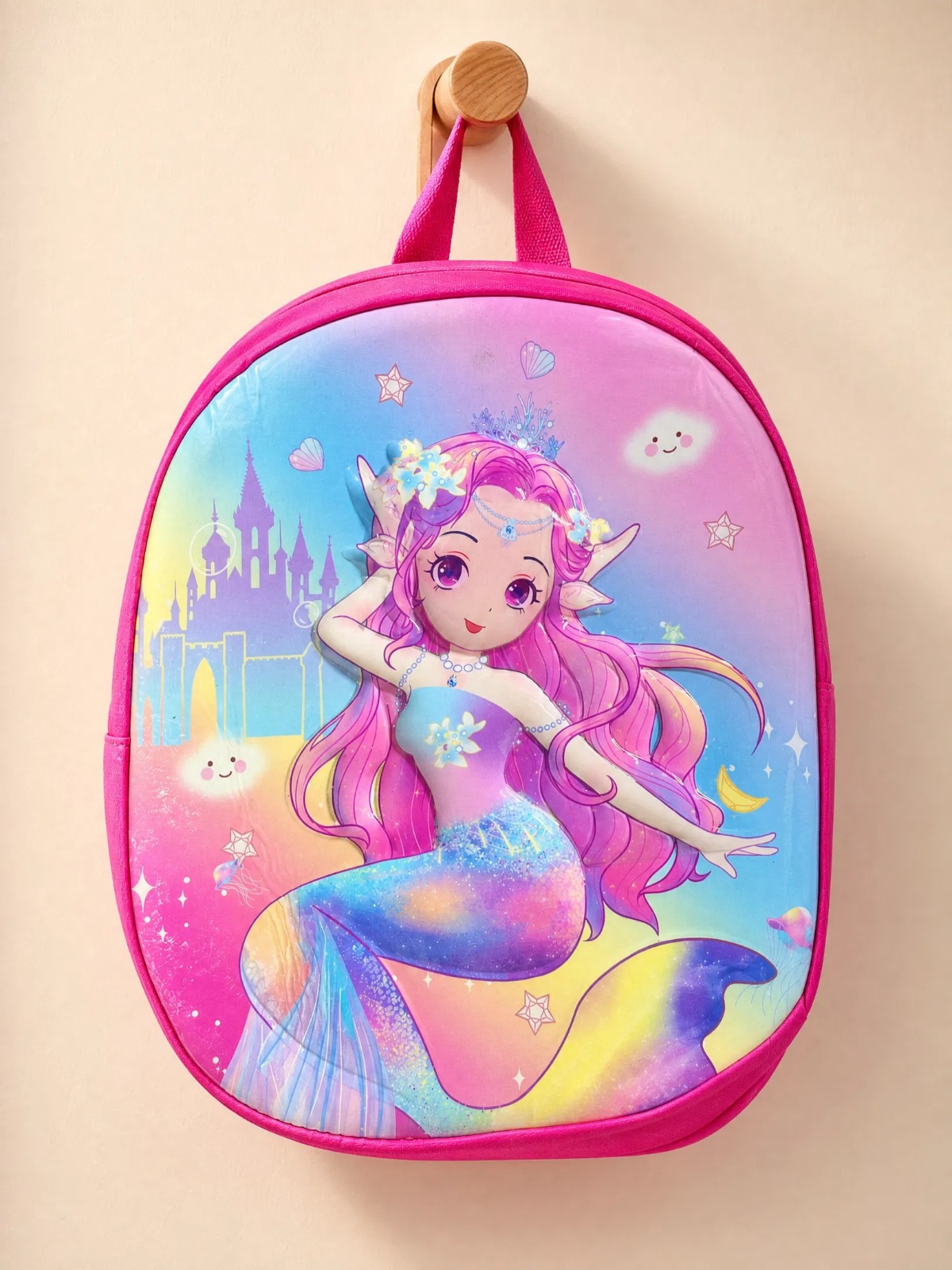 BACK TO SCHOOL Cartoon Themed Girls Mermaid School Backpack, Colorful Fantasy Princess Lightweight Book Bag for Preschool, PP1 - PP2