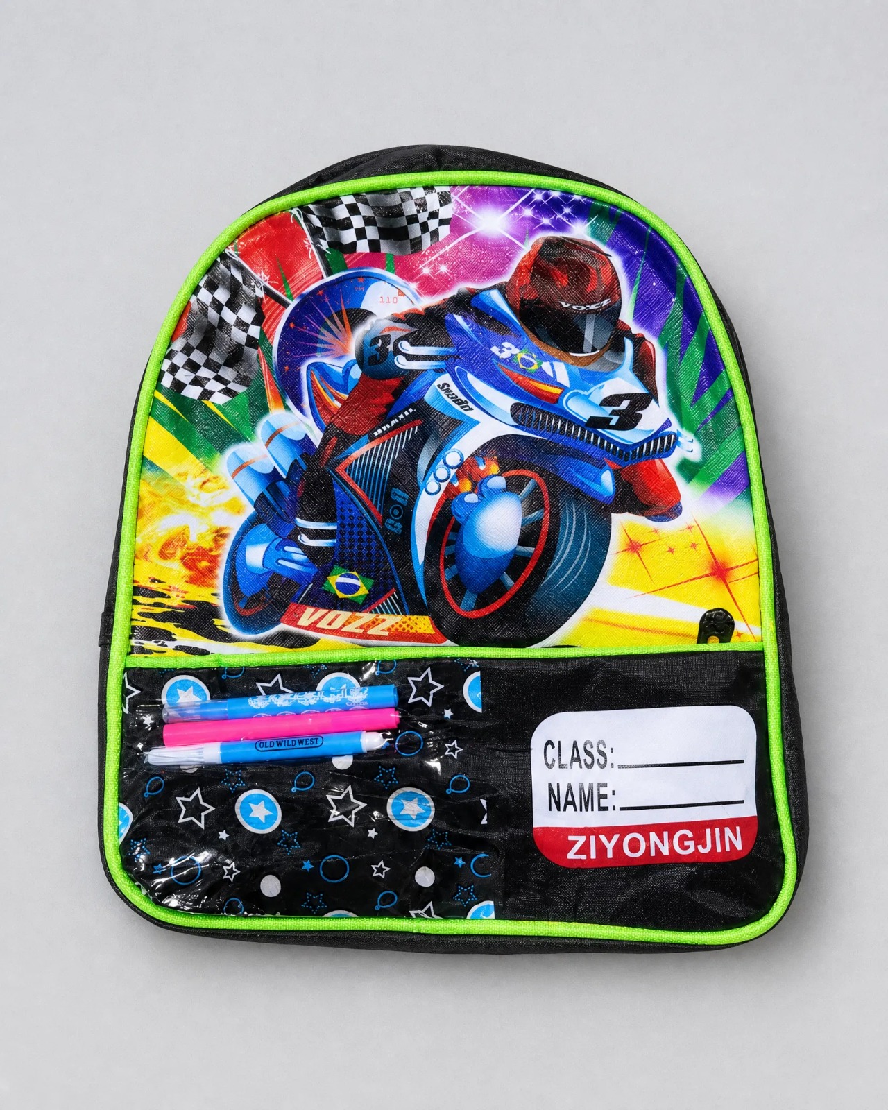 BACK TO SCHOOL Cartoon Themed Kids Racing Car School Backpack with Front Pocket, Colorful Lightweight Book Bag for Preschool, PP1 - PP2