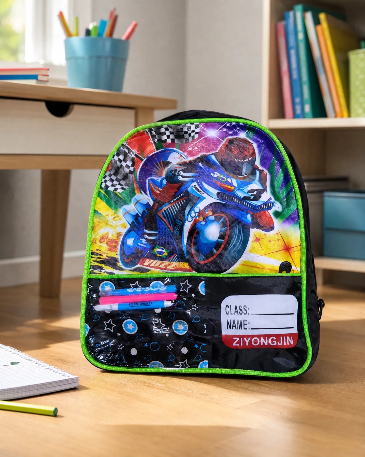BACK TO SCHOOL Cartoon Themed Kids Racing Car School Backpack with Front Pocket, Colorful Lightweight Book Bag for Preschool, PP1 - PP2