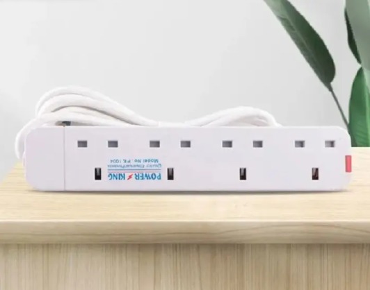 Power King Commercial & Home Best 4 Way Power Extension With Long Cable // Power extenson - White