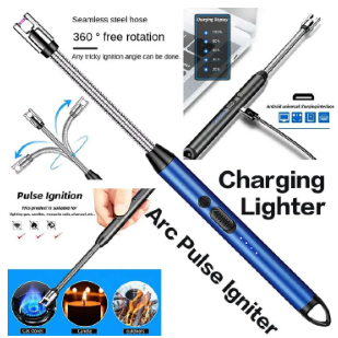 Rechargeable Lighters Kitchen Tools Travel Outdoors BBQ Windproof Arc Pulse Fire Igniter 360° Free Rotation USB Charging Gas Cooker Ignition Appliances Matches Home Candle lighter Christmas gift