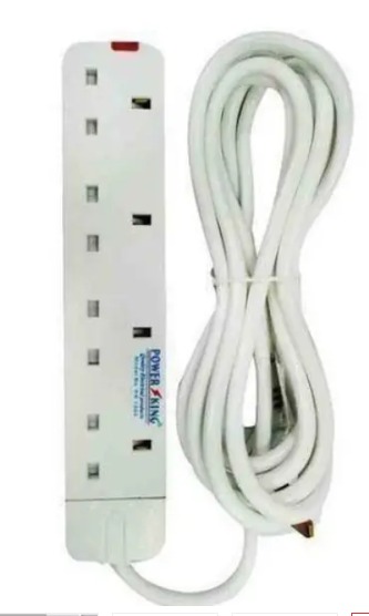 Power King Commercial & Home Best 4 Way Power Extension With Long Cable // Power extenson - White